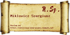 Miklovicz Szergiusz névjegykártya